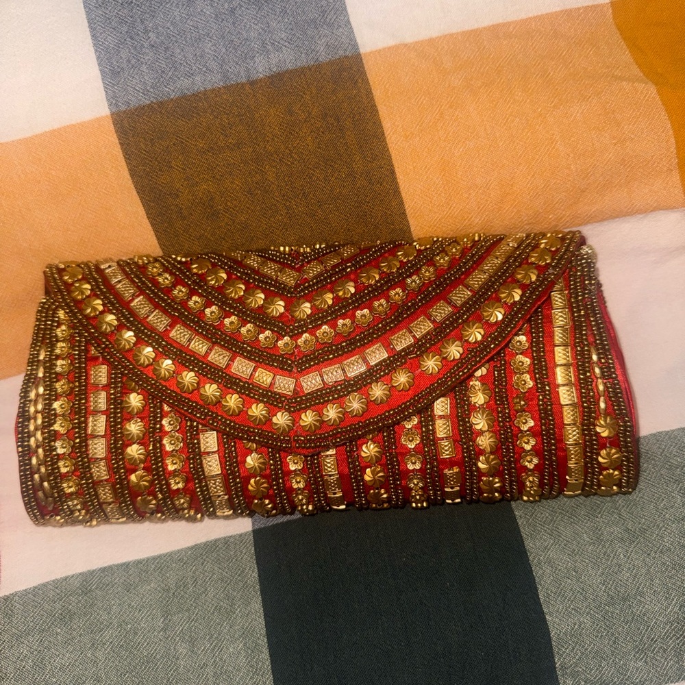 Elegant Red and Gold Clutch